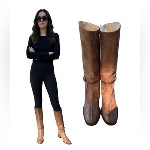 Charles David Tan Leather Knee-High Boots – Size 7